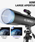 Beginner Astronomy Telescope For Kids And Adults With 80mm Aperture And 600mm Focal Length High Powered Refractor detail view