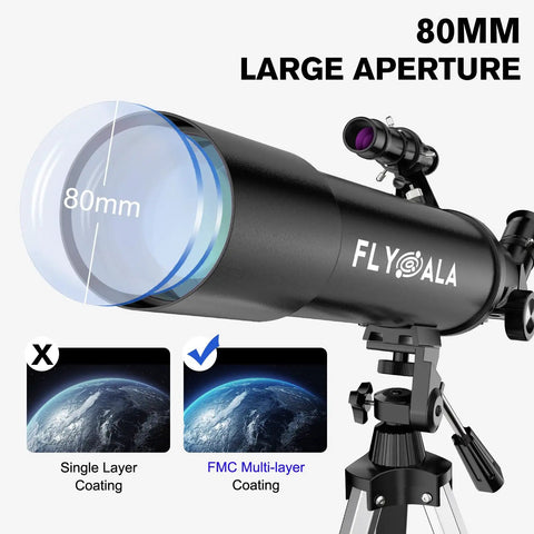 Beginner Astronomy Telescope For Kids And Adults With 80mm Aperture And 600mm Focal Length High Powered Refractor detail view