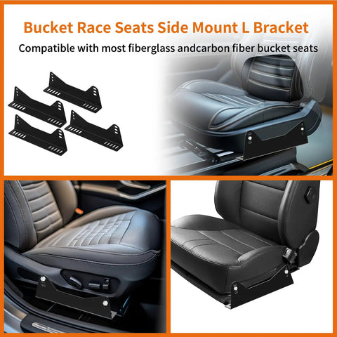 Universal Bucket Seat Mounting Bracket Kit 2 Pack Heavy Duty L Shape Side Mount Brackets for FRP and Carbon Fiber Racing Seats