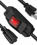 10 Foot Heavy Duty 3 Prong Extension Cord With Built In Toggle Switch And 14 Awg Copper Wire Rated 15 Amps for easy power control.