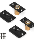 Black Adjustable Ball Catch Latch For French Closet Doors 2 Pack Screw In Door Hardware with screws, close-up view