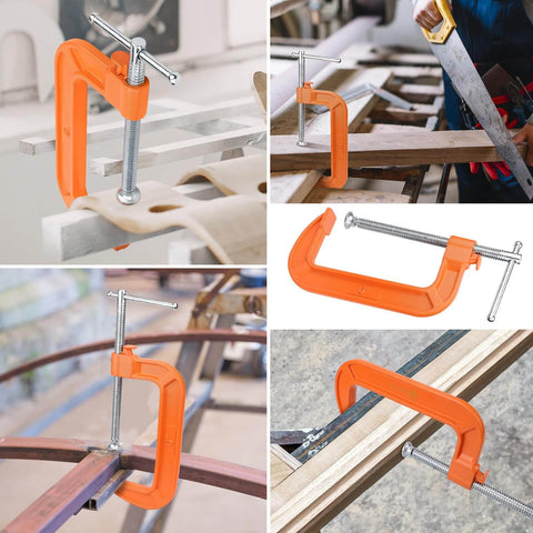 6 Inch Quick Release C Clamp With Button, Heavy Duty 700kgf Cast Iron G Clamp for woodworking and welding projects