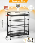 All-In-One Garage Sports Organizer With Rolling Wheels, Built Tough 4 Tier Gear Rack showing size dimensions and details