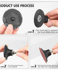 Hands demonstrating mounting of 2 Inch 36 Grit Sanding Discs Pack Of 150 For Die Grinder Aluminum Oxide Discs For Surface Prep