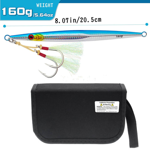 Three Pack Saltwater Jigging Spoons Set 160g Deep Sea Glow Lures With Assist Hooks For Tuna Bass Dogtooth Grouper 21cm Length