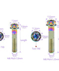 M6 Titanium Hex Bolts Featuring Fanged Heads Snag These Tight Corrosion Resistant Fasteners Today For Your Custom Motorbike Rigs And Precision Tool Kits, showcasing exact dimensions and torx heads.