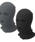 Black and dark gray Three Hole Full Face Ski Mask Balaclava For Winter Sports, Soft Knit Polyester Face Cover, ideal for outdoors skiing