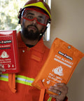 Person holding emergency fire blanket 4 pack 40 by 40 inches fiberglass fire blankets for home kitchen camping car office.