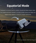 Seestar S30 Pro Smart Telescope with App Control demonstrating Equatorial Mode under night sky for astrophotography.