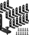 18 Pack Black L Bracket Corner Braces Set With 72 Screws Durable 90 Degree Metal Right Angle Brackets For Shelves Furniture Cabinets Drawers