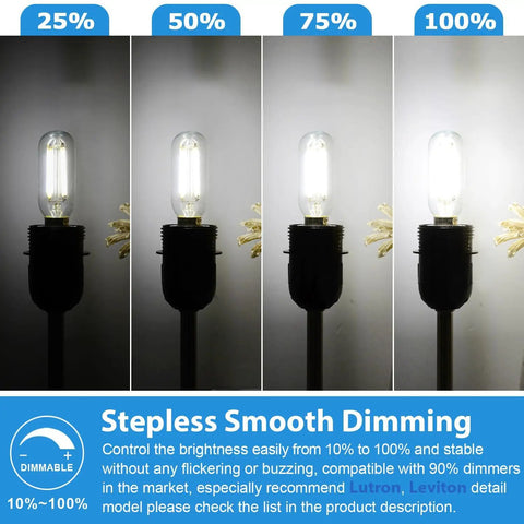 Image showcasing stepless dimming of 12 Pack Dimmable E12 Candelabra LED Bulbs With 60W Equivalent, 6W Real Power, 600 Lumens.