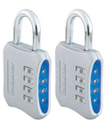 Resettable Four-Digit Locker Lock For Gym And School Lockers Blue Two Pack No Key Needed Durable Metal Body Hardened Shackle