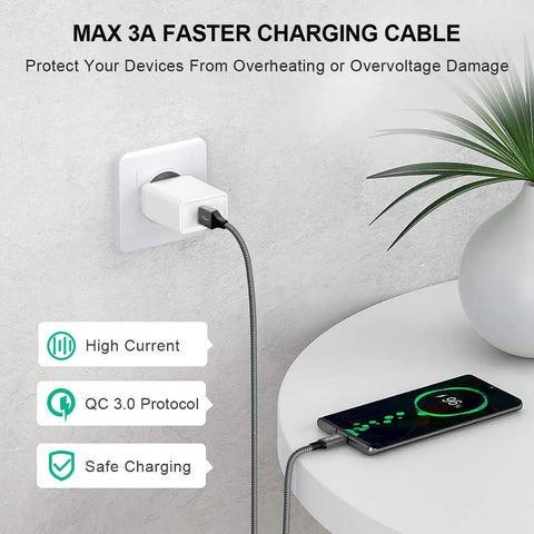 6ft USB A To USB C Cable 2 Pack Fast Charging Cord Type C Charger High Speed 3A Output QC 3.0 Compatible Data Sync Up To 480 Mbps Dope Durable Nylon Braided Cable charging phone