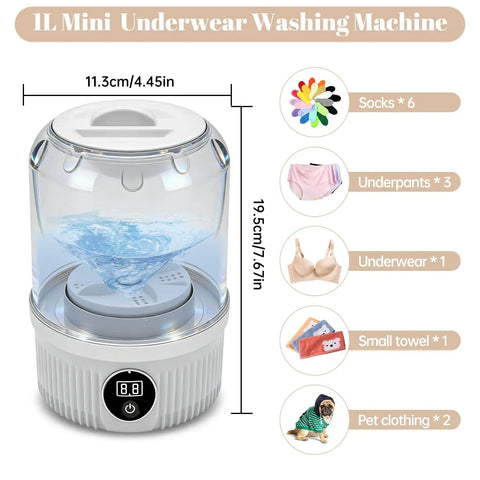 Sleek Mini Portable Washing Machine With Bright Digital Screen And Cordless Battery For Hella Fast Loads Designed For Lazy Dorm Days And Smooth Hotel Stops Keeps Your Threads Looking Fresh in compact design with water motion.