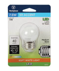 S11 LED Accent Bulb 1W Replacing 7.5W Incandescent White Finish Medium Base 40 Lumens Non Dimmable Damp Rated Energy Saver