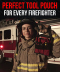 Firefighter holding Firefighter Pocket Tool Organizer Pouch With Webbing Carry Handle Durable Gear Pouch For Fire Tools.