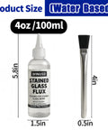 4oz Liquid Zinc Solder Flux For Stained Glass Soldering And Repairs Water Based Formula With Included Brush for precise application