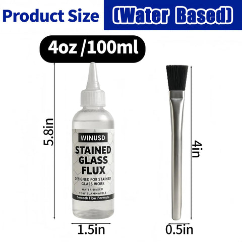4oz Liquid Zinc Solder Flux For Stained Glass Soldering And Repairs Water Based Formula With Included Brush for precise application