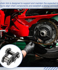 Heavy Duty ANSI #35 Roller Chain Offset Half Links In 20 Pc Pack For DIY Bike Builds And Machine Mods With Manganese Steel Construction and installation demonstration on a motorcycle.