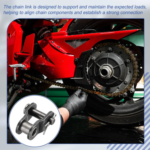 Heavy Duty ANSI #35 Roller Chain Offset Half Links In 20 Pc Pack For DIY Bike Builds And Machine Mods With Manganese Steel Construction and installation demonstration on a motorcycle.