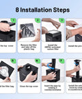 Installation steps for DC Brushless Solder Fume Extractor With Strong Suction, Low Noise, H13 HEPA Filter, showing filter and pipe assembly.