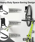 Slatwall Bike Hooks Heavy Duty PVC Coated Wall Mount Vertical Bicycle Storage Rack Four Pack installed with bike