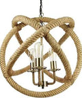 Vintage Rustic Industrial Rope Pendant Light Fixture With Sphere Design Nautical Farmhouse Style 3 E26 Sockets