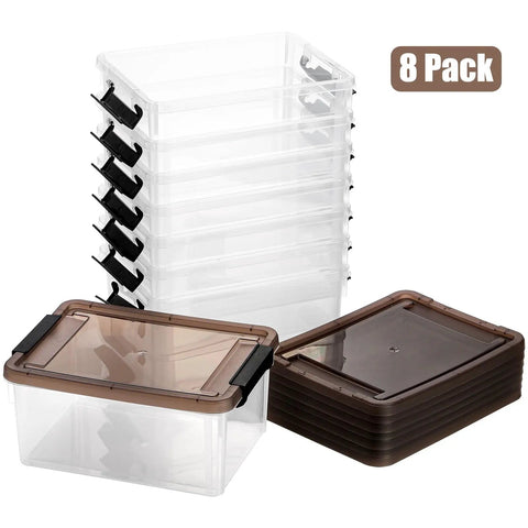 Eight Pack Small Clear Storage Bins With Lids 3.2 Qt Stackable Plastic Storage Containers for organizing toys and supplies
