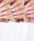 French Manicure Nail Art Stickers 30 Sheets With 3 Design Options Self Adhesive Nail Tips Guides for DIY Mani Decoration