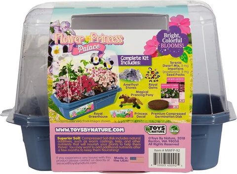 Flower Princess Palace Terrarium Starter Kit packaging with Jewelweed and Princess Flowers image and content list.