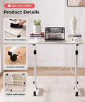 Standing Desk On Wheels Adjustable Height Sit Stand Desk Portable Rolling Laptop Desk White 16 By 31.5 Inches For Home Office Ergonomic Computer Table Height 27 To 43.5 Inches with laptop, books, and vase.