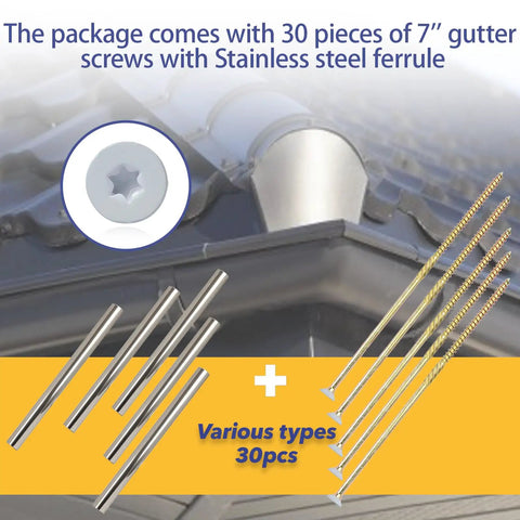 30 Sets White 7 Inch Gutter Screws With Stainless Steel Ferrule Durable Gutter Nails And Spikes Easy To Install Secure Gutter Fasteners For Renovation And Maintenance Of Gutters