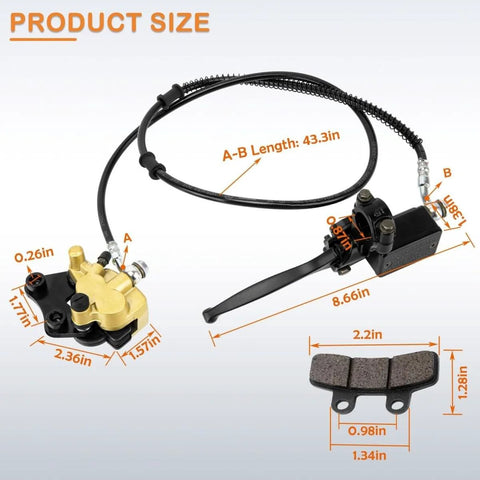 Front Hydraulic Disc Brake Master Cylinder Caliper Assembly With Pads For 50cc 70cc 90cc 110cc And 125cc Dirt Bikes Pit Bikes