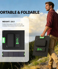 Man carrying foldable Beefy 2400W Portable Power Station with 2x200W Solar Panels Solar Generator for off-grid camping
