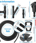 52 In 1 Windshield Washer Nozzle Kit For Chrysler Dodge Jeep Ram with hose, nozzles, connectors, hood retainers size diagram