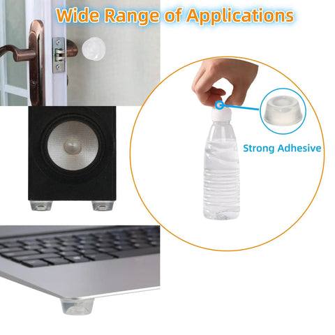 Clear Door Bumpers With Self Adhesive Backing For Wall Protection And Noise Reduction To Stop Door Slams And Keep Walls Quiet for electronics, speakers, furniture