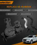 PCV Valve Engine Crankcase Vent Oil Separator Breather Hose Kit For Audi A3 A4 A5 Q5 TT Beetle CC Jetta Passat Tiguan 1.8L 2.0L TSI Drop In Replacement OE Numbers 06H103495AH 06H103495A 06H103495B 06H103495AC with car image