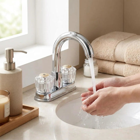 Upgrade Your Bathroom With Stylish Clear Acrylic Faucet Handles. 4PCS Replacement Kit For Delta Delex Peerless D-Shaped Shutoff Valves.