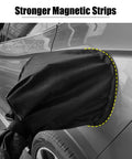 Heavy Duty EV Charger Plug Cover Waterproof Outdoor Electric Vehicle Port Cap with strong magnetic strips on car.