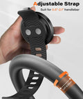 Close-up of MagSafe Gym Phone Mount With 17 N54 Strong Magnets Adjustable Strap 3 In 1 Phone Holder on handlebar
