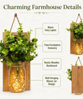 Rustic Mason Jar Wall Sconces Featuring Led Fairy Lights And Faux Ivy Vine Serve Up Serious Farmhouse Charm And Super Cool Evening Vibes For Your Spot Killer Decor Two Pack with warm fairy lights and faux greenery