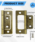Rock Solid 4 Pack Non Mortise Door Hinges Bronze Finish Heavy Duty Bifold Cabinet Hardware with size details and screws included.