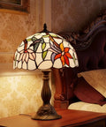 Tiffany Style Hummingbird Stained Glass Table Lamp With 12 Inch Shade And 18 Inch Tall Antique Green Bronze Base Ideal Bedside