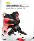 Junior Go To Adjustable Inline Skates For Fitness with Vented Molded Boot and Secure Closure in Platinum and Coral