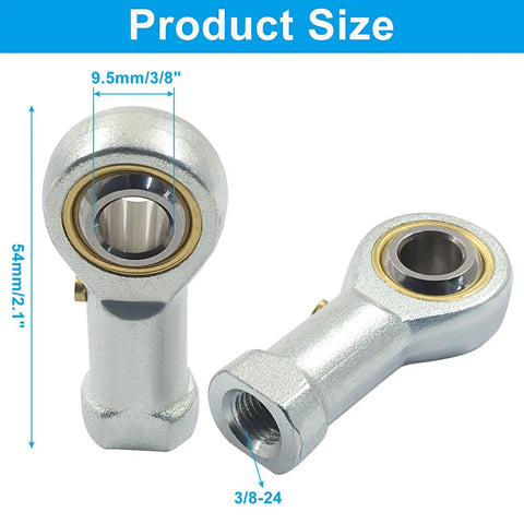 Two Pack PHSB6 Rod End Bearings Three Eighths Inch High Strength Forged Carbon Steel With Hardened Ball Joint For Beefed Up Heavy Duty Linkage And Steering Systems Offering Superior Wear Resistance And Corrosion Protection And High Load Capacity. 3/8-24 rod end bearings, 54mm length