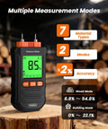 Pin Type Wood Moisture Meter For Firewood And Lumber With Drywall And Building Materials Readings, Direct Contact Pins, 0.0 To 58.0 Percent Range, Two Percent Accuracy, Seven Material Modes For Fast DIY And Pro Timber Checks on wood log