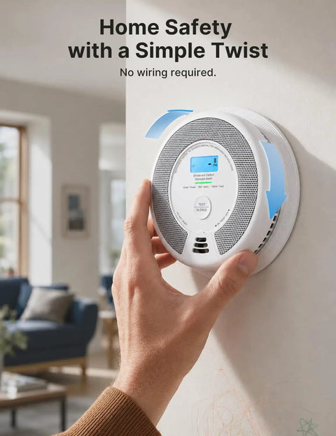 Interconnected Smoke And CO Alarm 6 Pack With Wireless Interconnection No WiFi 10 Year Sealed Lithium Battery Maintenance Free No Drama Battery Changes Easy Setup Loud Siren Low Battery Chirp Free Home Safety wall-mounted smoke and CO alarm, no wiring