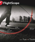 Golfer using X3C Carbon Golf Launch Monitor And Simulator with full radar tracking and data overlay including club speed.