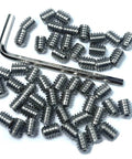 Fifty Piece Set Screws One Quarter Twenty Threads By Three Eighths Inch 304 Stainless Steel Allen Head Hex Socket Set Screws With One Eighth Inch Allen Wrench For Hardcore Jobs In Machinery And Hardware
