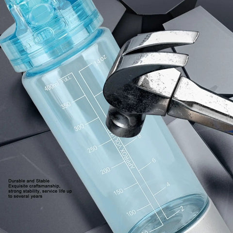 Hydrogen Water Bottle With Sprayer For Direct Inhalation Portable 400ml Hydrogen Rich Cup shown with hammer for durability